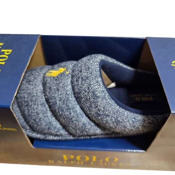 Polo Ralph Lauren Emery Quilted Tech Fleece Clog Slipper, Navy, Mens Size 9 - Picture 3 of 7